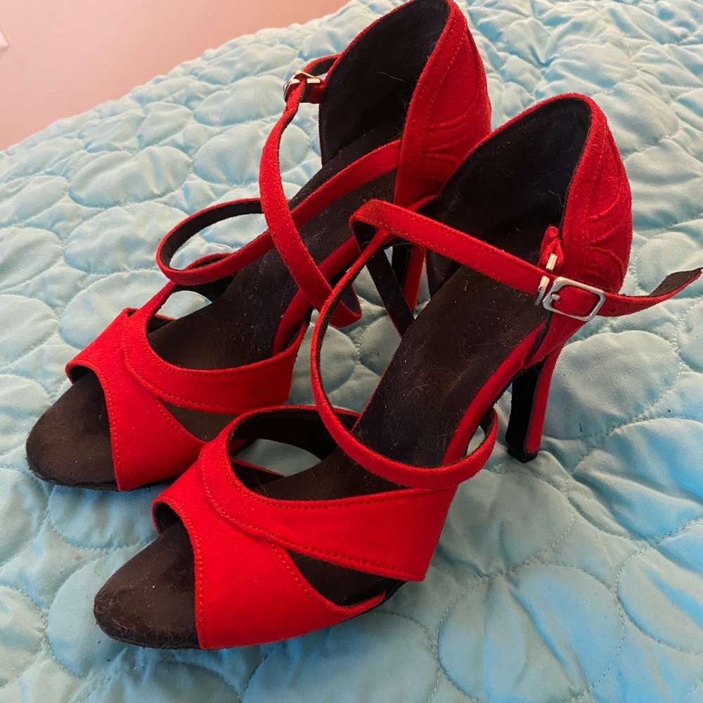 Gorgeous Red Salsa Latin Dance Shoes Size US 8